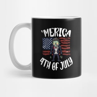 Scary Halloween Zombie Independence Day Celebration 4th Usa American Flag July Fourth Mug